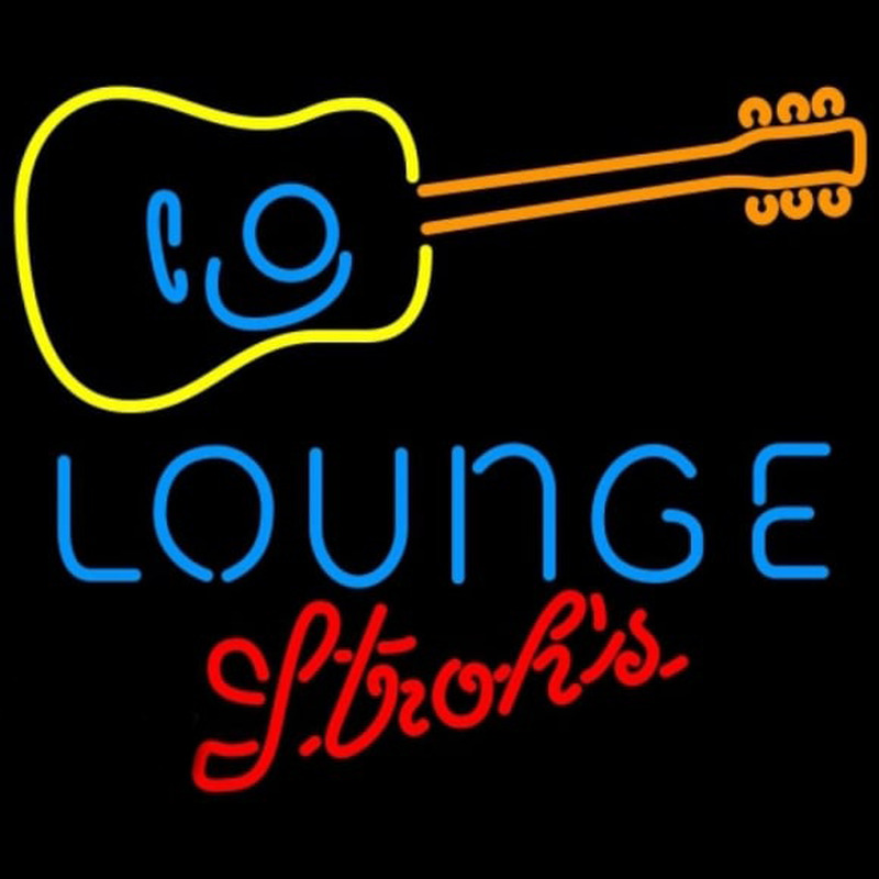 Strohs Guitar Lounge Beer Sign Neonreclame