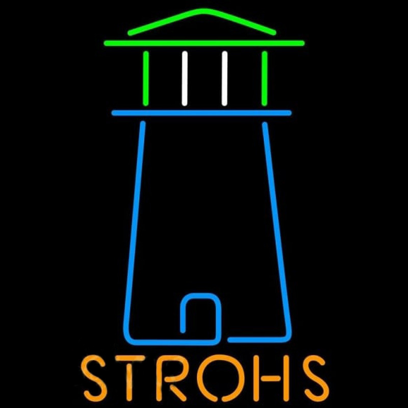 Strohs Lighthouse Art Beer Sign Neonreclame