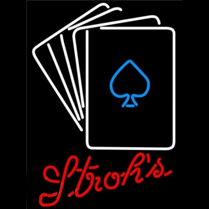 Strohs Poker Cards Beer Sign Neonreclame