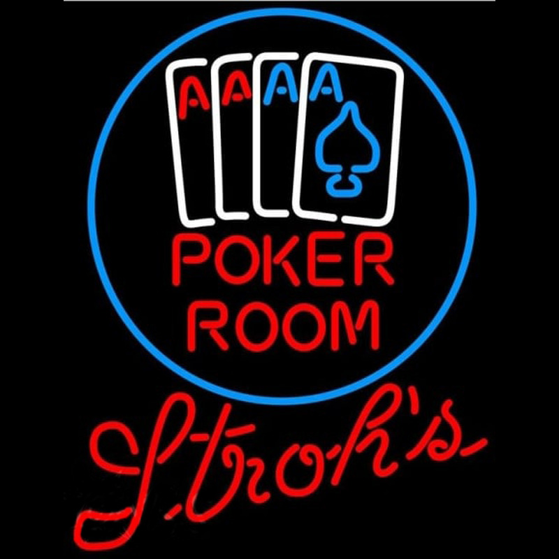 Strohs Poker Room Beer Sign Neonreclame