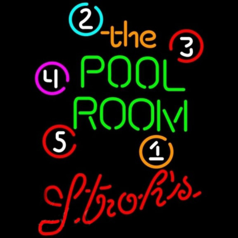 Strohs Pool Room Billiards Beer Sign Neonreclame