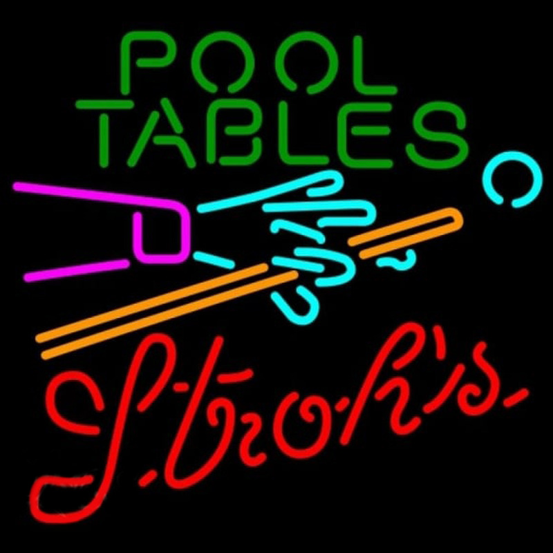 Strohs Pool Tables Billiards Beer Sign Neonreclame