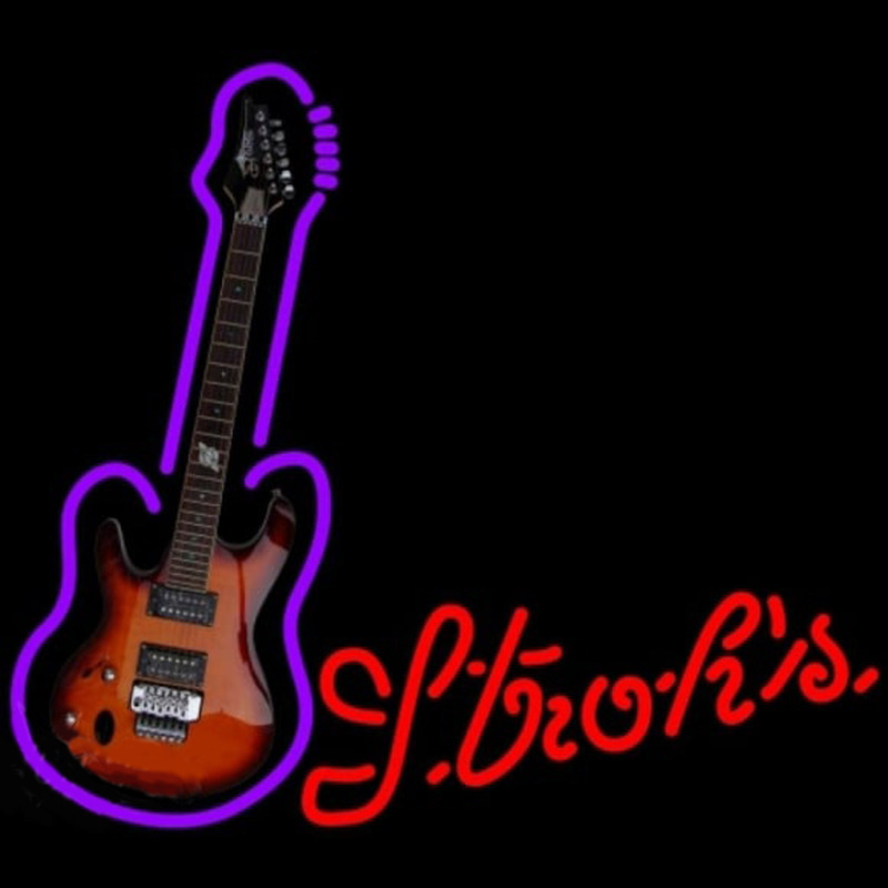 Strohs Purple Guitar Beer Sign Neonreclame