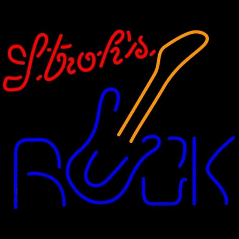 Strohs Rock Guitar Beer Sign Neonreclame