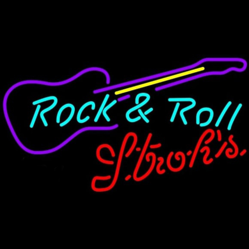 Strohs Rock N Roll Guitar Beer Sign Neonreclame