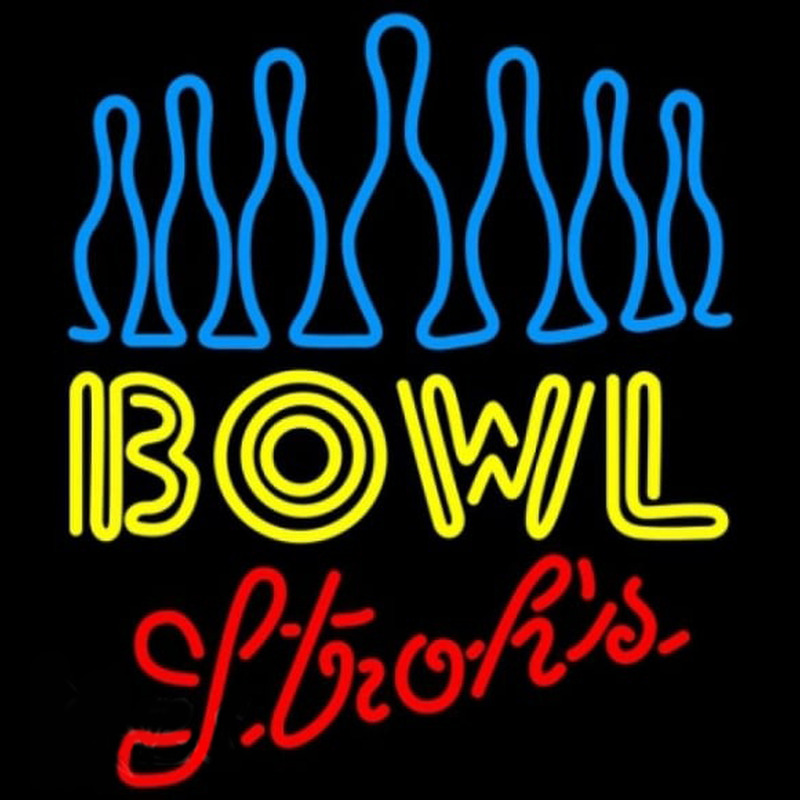 Strohs Ten Pin Bowling Beer Sign Neonreclame