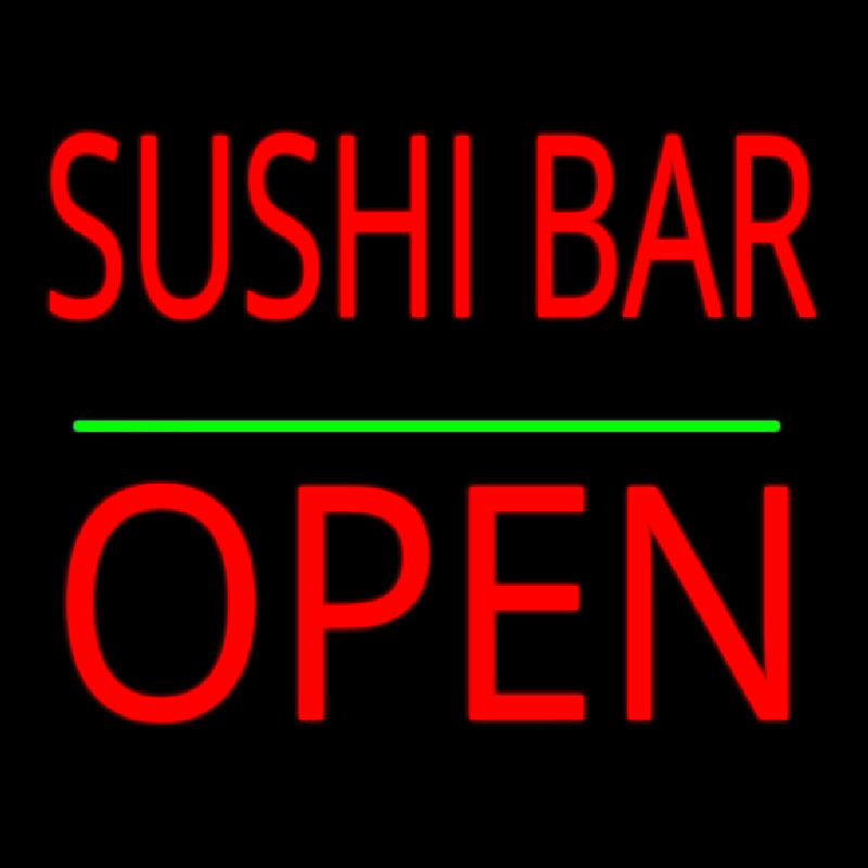Sushi Bar Block Open Green Line Neonreclame