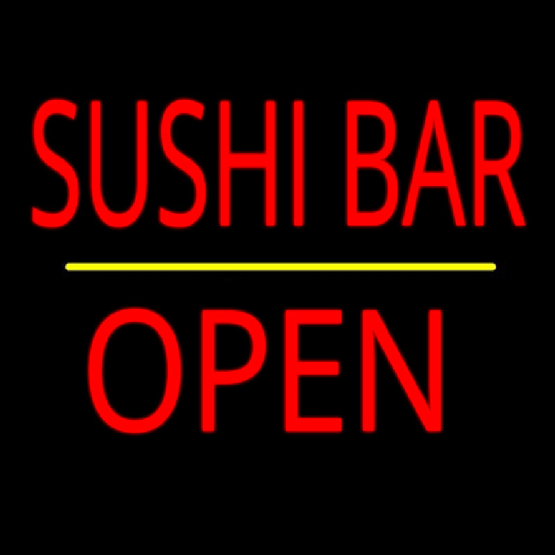 Sushi Bar Open Yellow Line Neonreclame