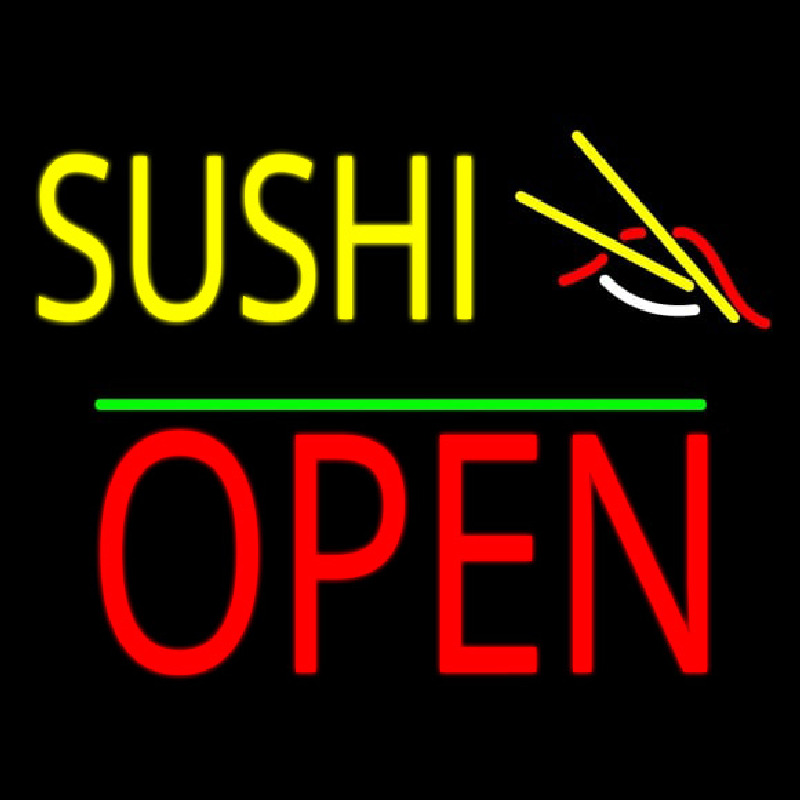 Sushi Block Open Green Line Neonreclame