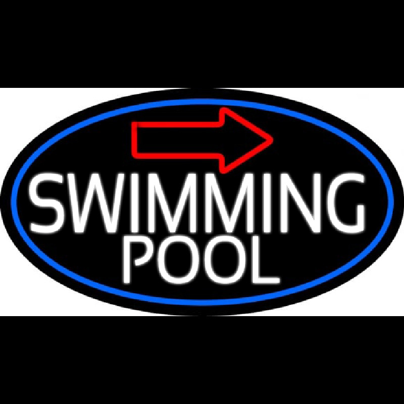 Swimming Pool With Arrow With Blue Border Neonreclame