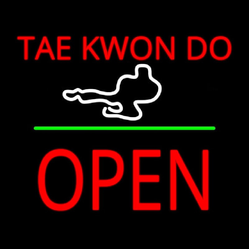 Tae Kwon Do Logo Block Open Green Line Neonreclame