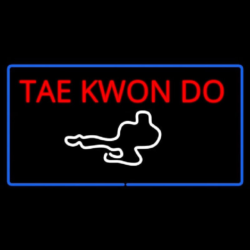 Tae Kwon Do Logo Rectangle Blue Neonreclame