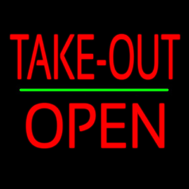 Take Out Block Open Green Line Neonreclame