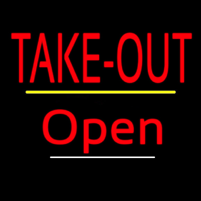 Take Out Open Yellow Line Neonreclame