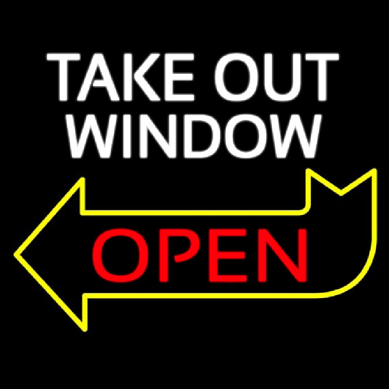 Take Out Window Left Yellow Open Arrow Neonreclame