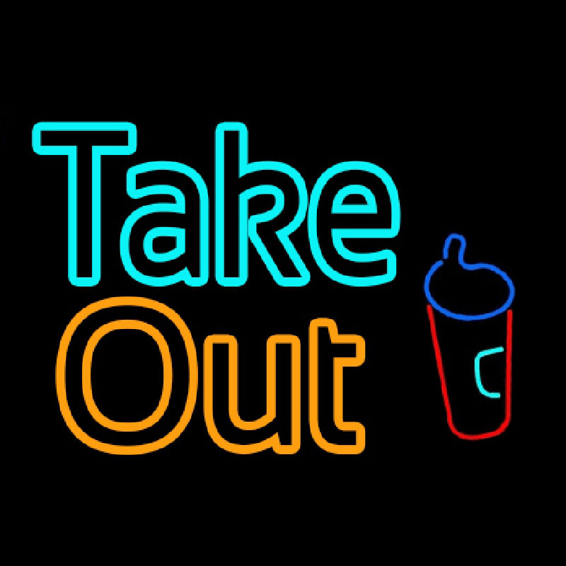 Take Out With Wine Glass Neonreclame