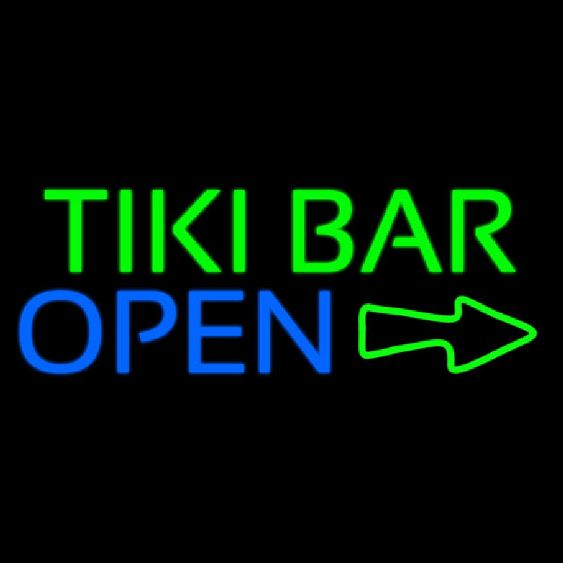 Tiki Bar Open With Arrow Neonreclame