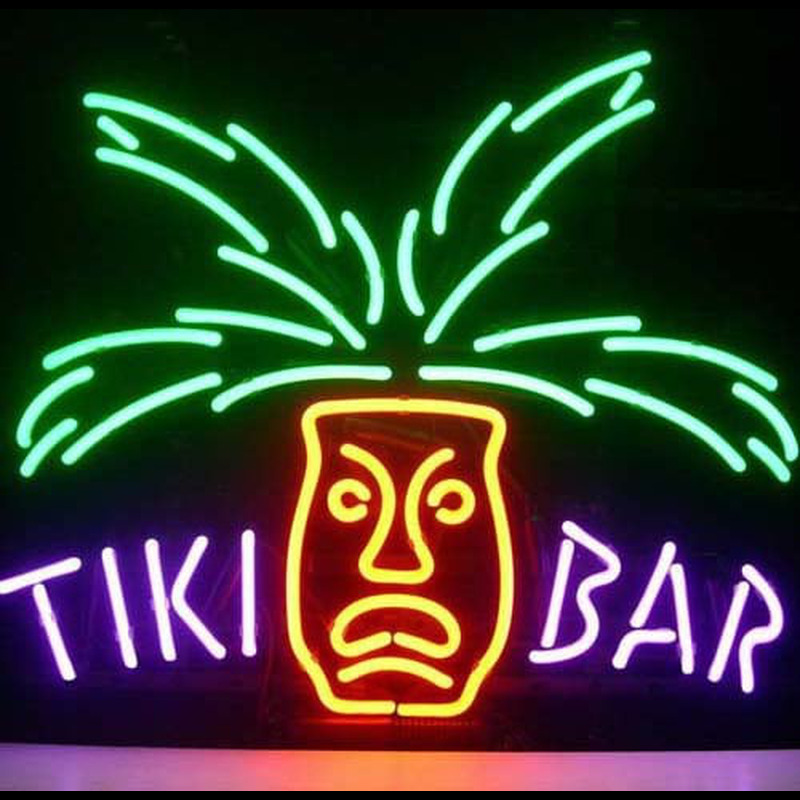 Tiki Bar Paradise Palm Bier Bar Open Neonreclame