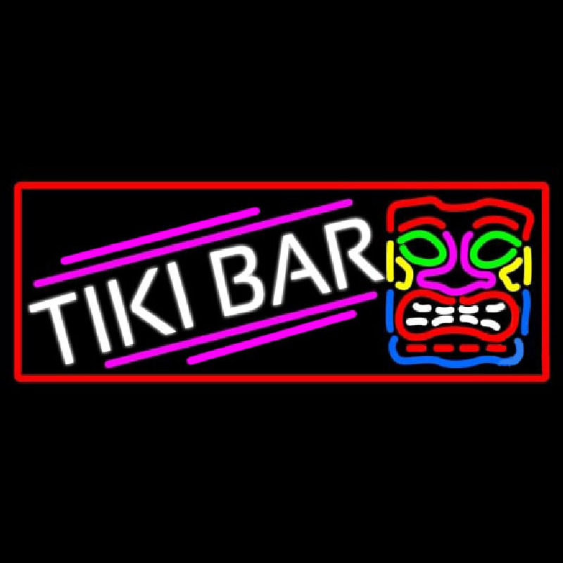 Tiki Bar Sculpture With Red Border Neonreclame