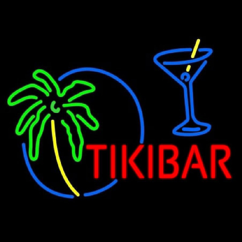 Tiki Bar With Wine Glass Neonreclame