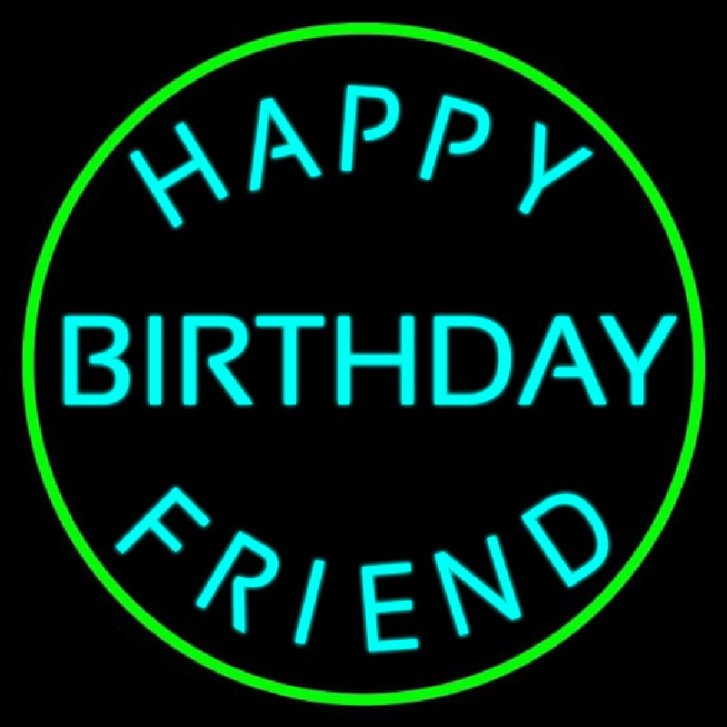 Turquoise Happy Birthday Friend Neonreclame