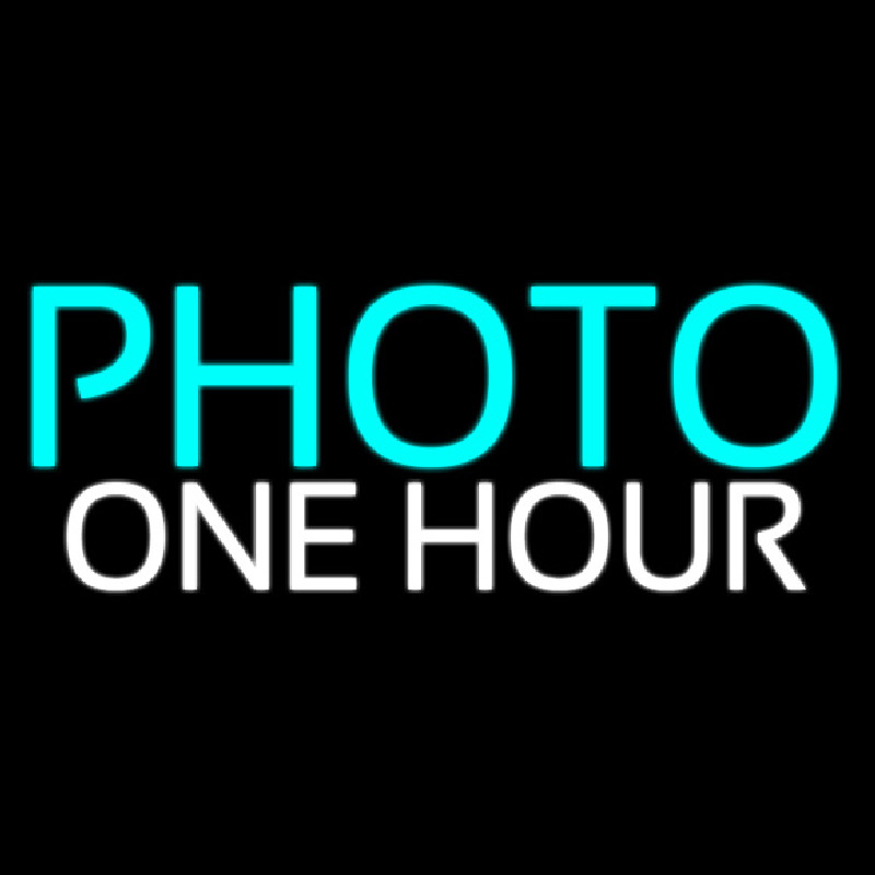 Turquoise Photo One Hour Neonreclame
