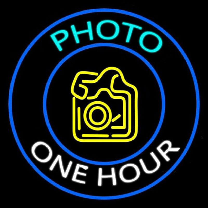 Turquoise Photo One Hour With Camera Neonreclame