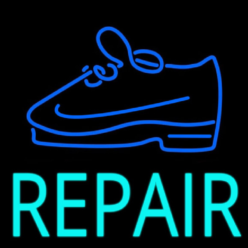 Turquoise Repair Shoe Neonreclame