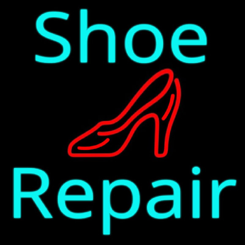 Turquoise Shoe Repair Sandal Neonreclame