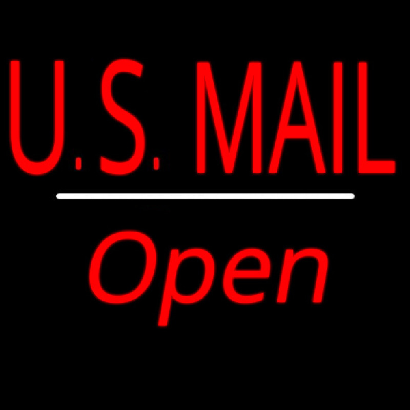 Us Mail Script1 Open White Line Neonreclame