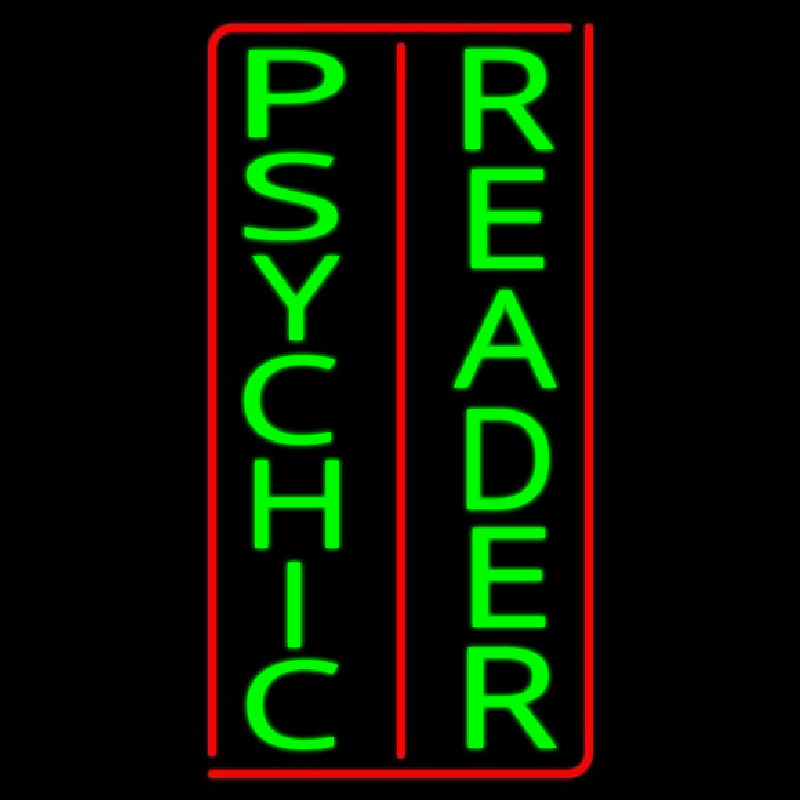 Vertical Green Psychic Reader Red Border Neonreclame