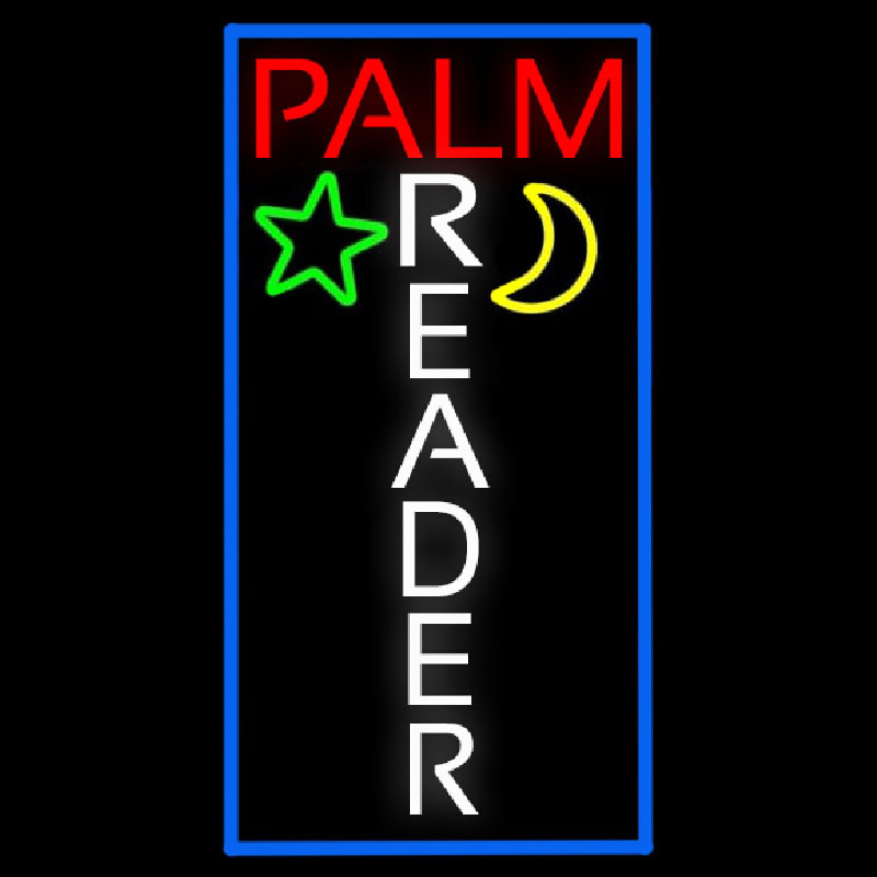 Vertical Palm Reader With Border Neonreclame