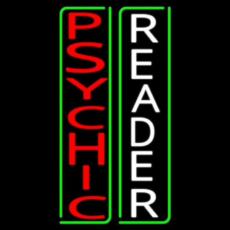 Vertical Red Psychic White Reader Green Border Neonreclame
