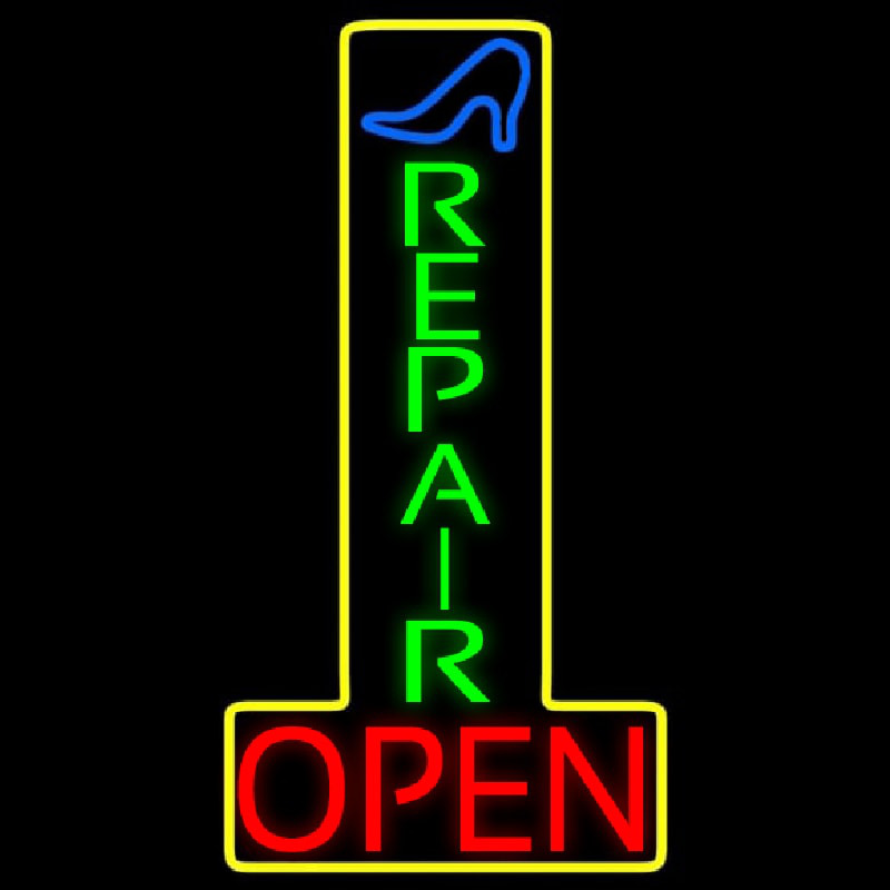 Vertical Shoe Repair Open Neonreclame