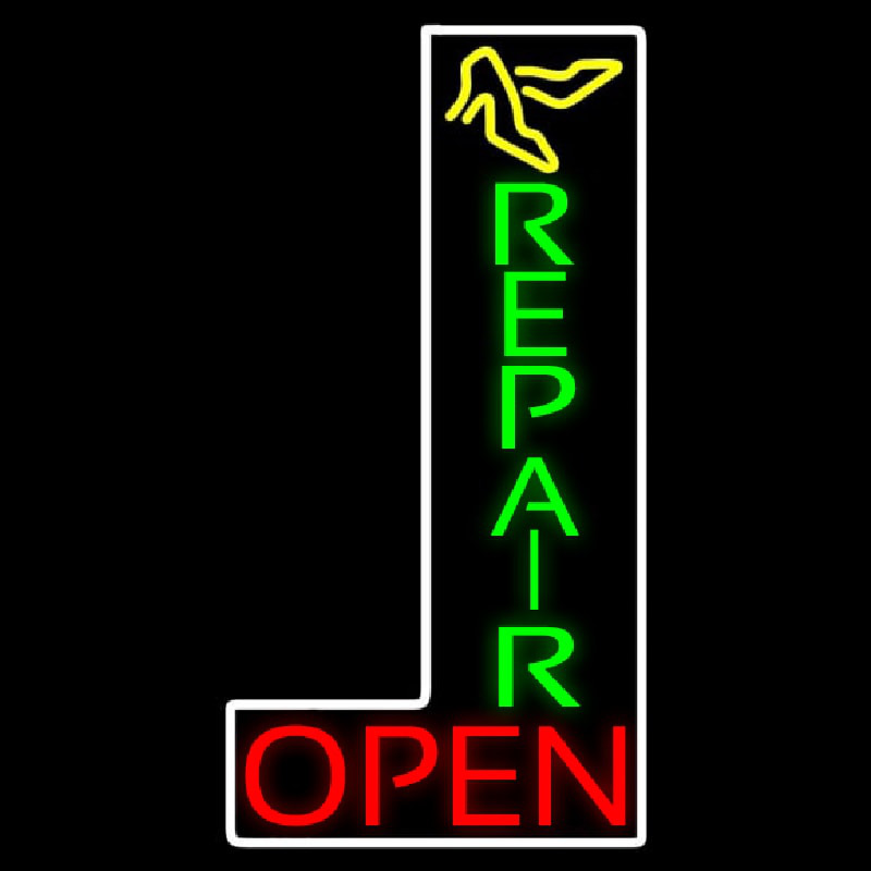 Vertical Shoe Repair Red Open Neonreclame