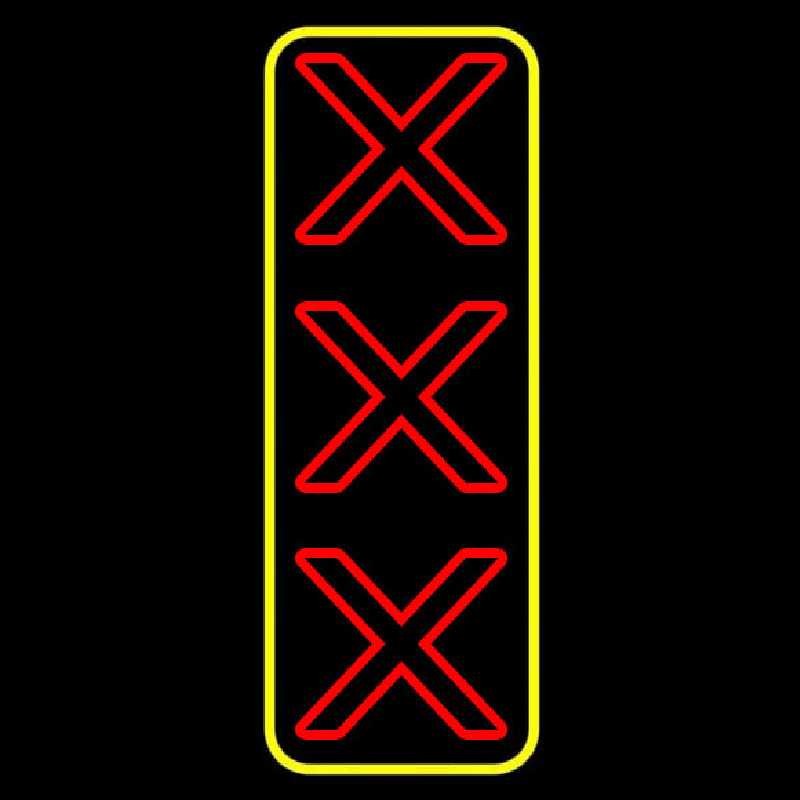 Vertical X   With Yellow Border Neonreclame