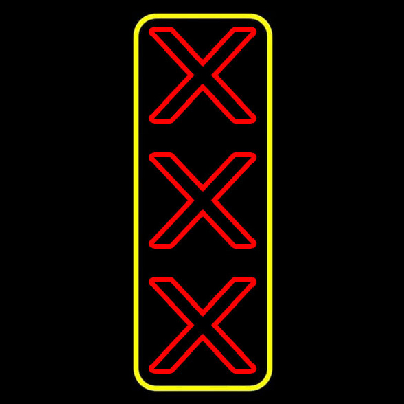 Vertical X   With Yellow Border Neonreclame