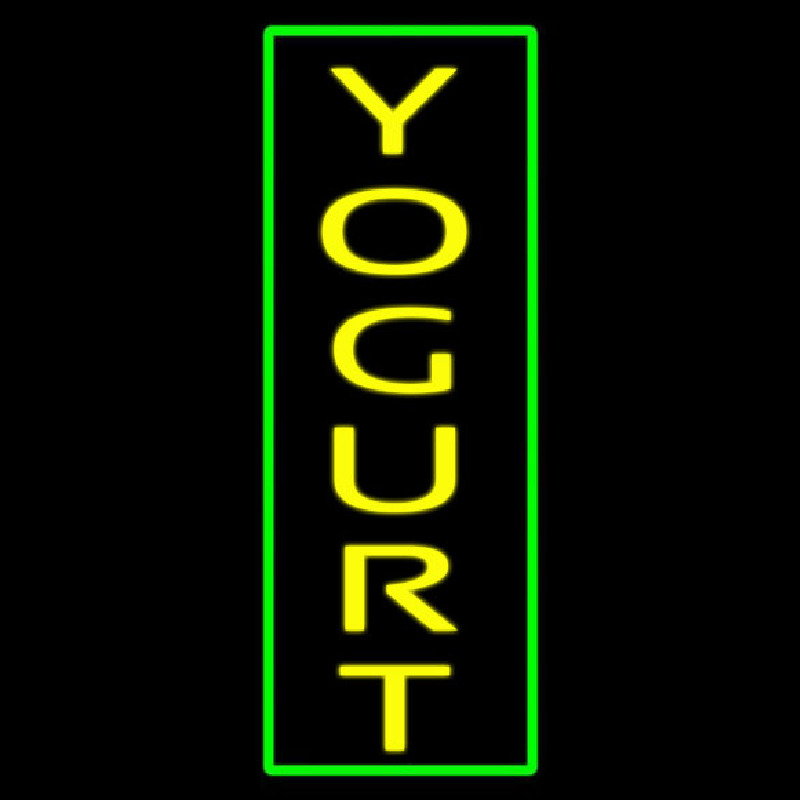 Vertical Yellow Yogurt With Green Border Neonreclame