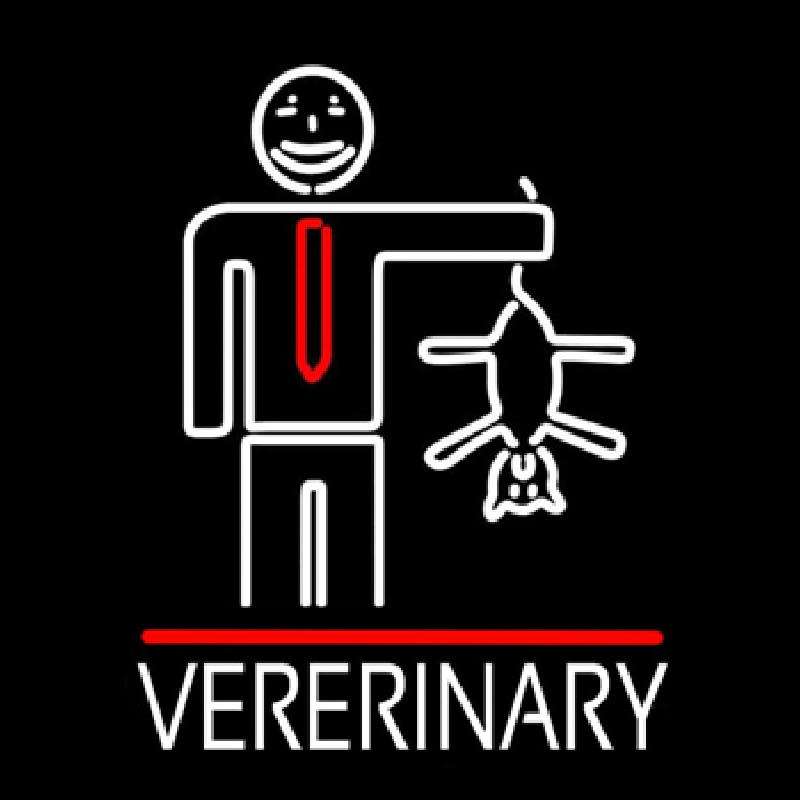 Veterinary Man And Cat Logo Neonreclame
