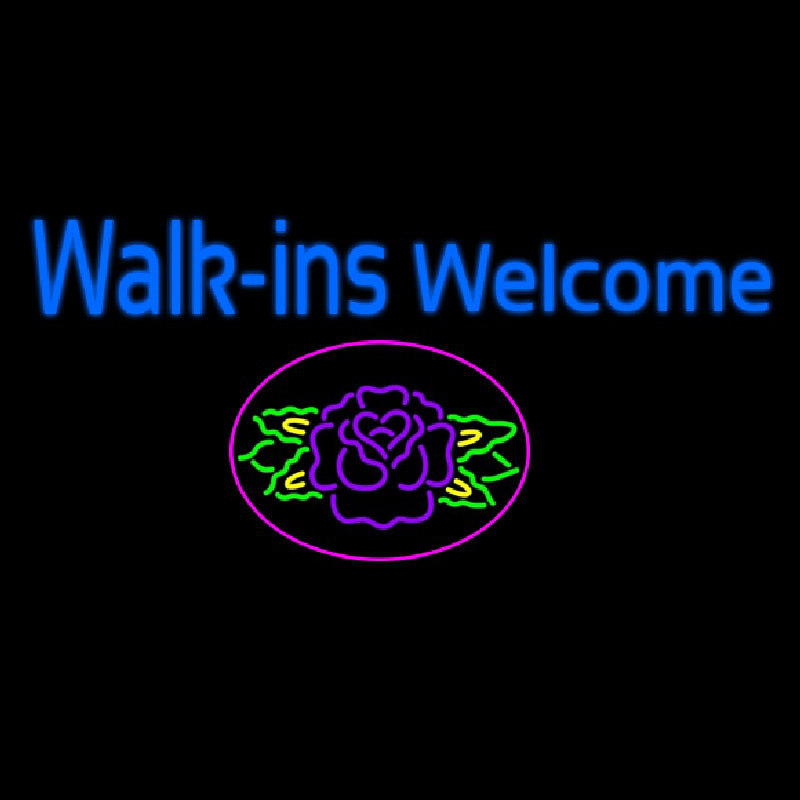 Walk Ins Welcome Flower Neonreclame