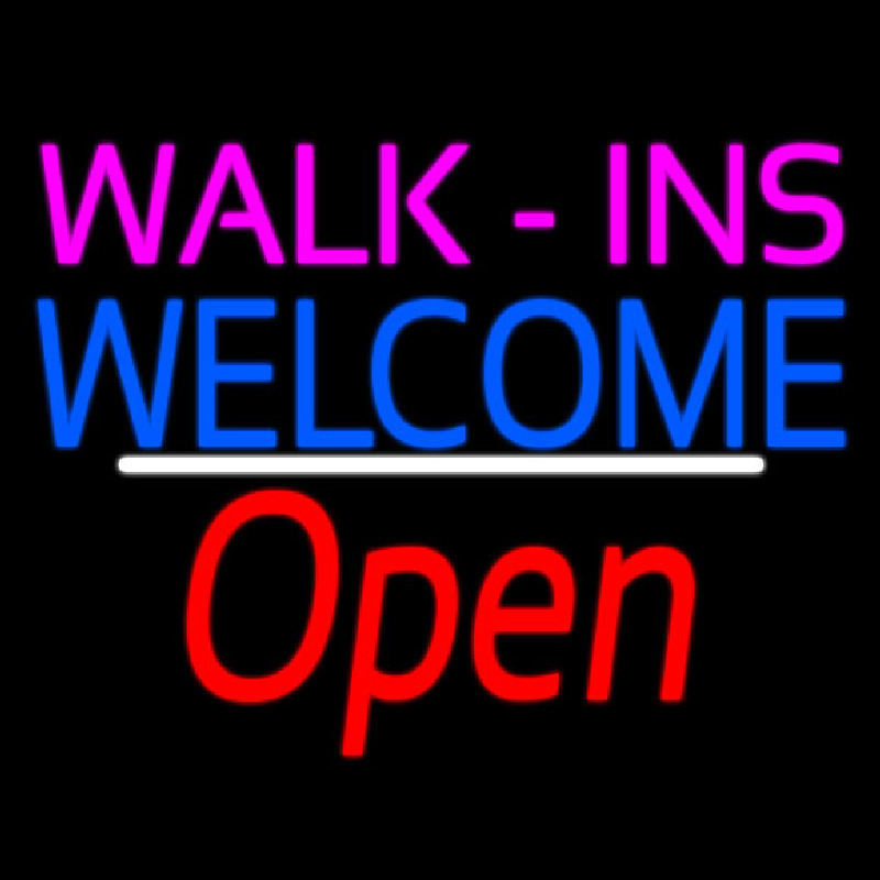 Walk Ins Welcome Open White Line Neonreclame