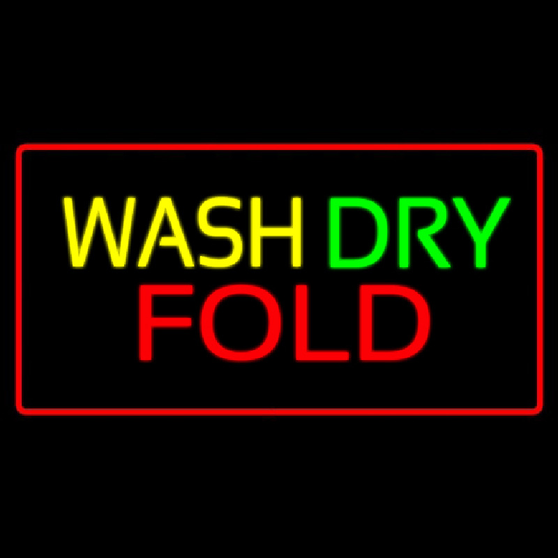 Wash Dry Fold Red Border Neonreclame