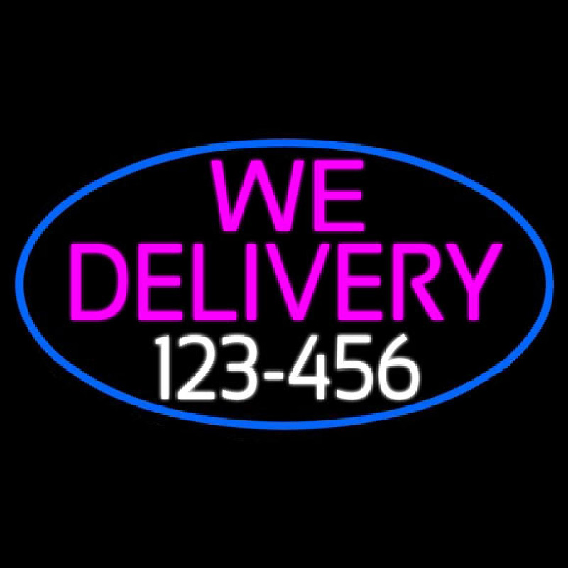 We Deliver Number Oval With Blue Border Neonreclame