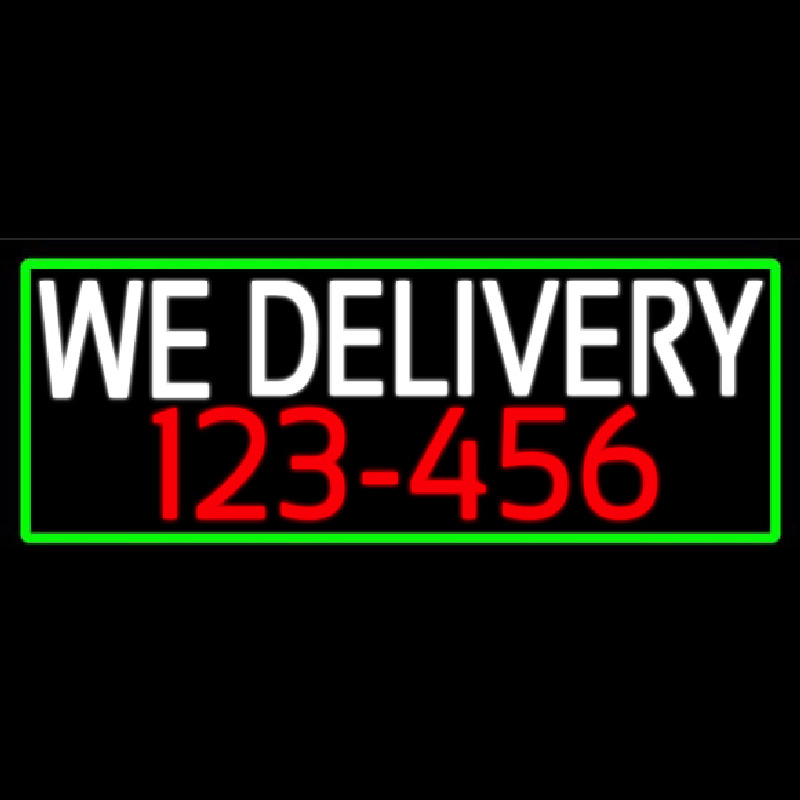 We Deliver Number With Green Border Neonreclame