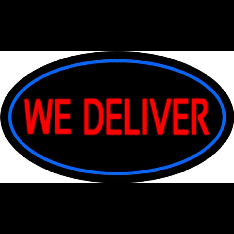 We Deliver Oval Blue Neonreclame