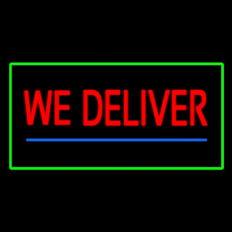 We Deliver Rectangle Green Neonreclame
