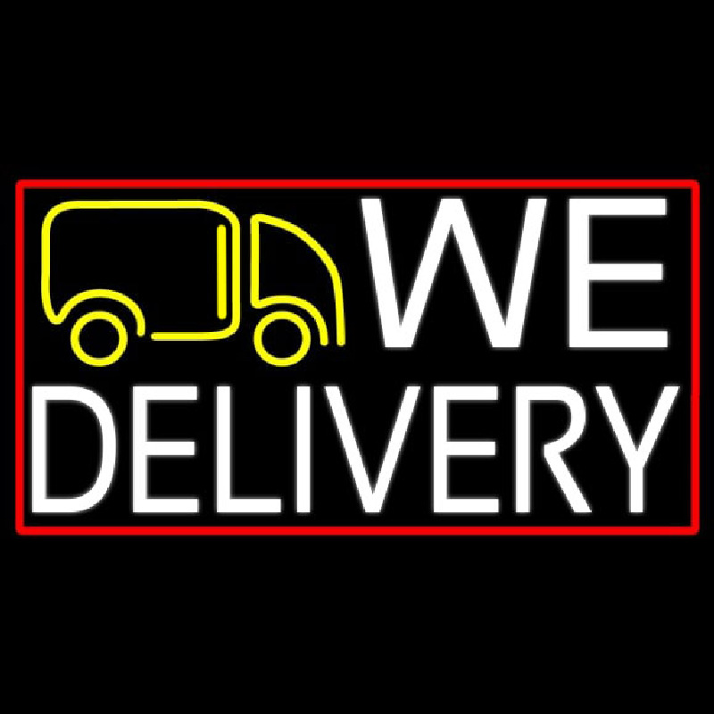 We Deliver Van With Red Border Neonreclame