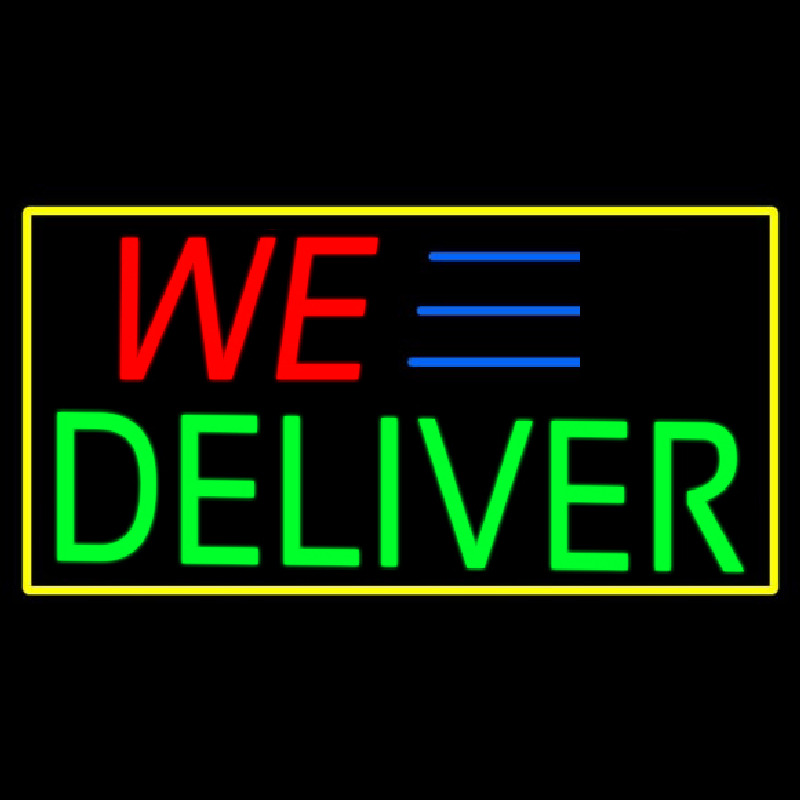 We Deliver Yellow Rectangle Neonreclame