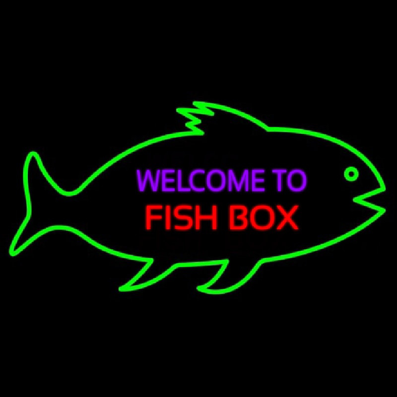Welcome To Fish Bo  With Green Bo  Neonreclame