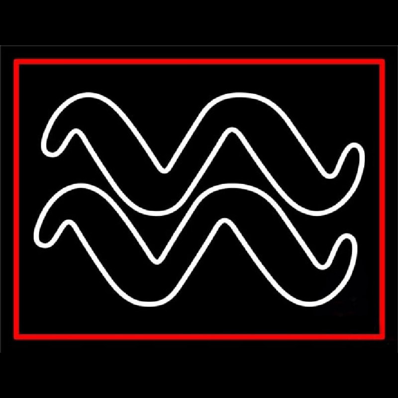 White Aquarius Logo Red Border Neonreclame